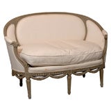 Antique Petite French 19th Century Canape Sofa Louis XVI