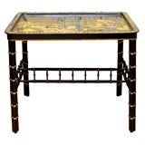 Chinese Export Large Black and Gold Lacquer Tray on Stand, circa 1750