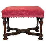 Antique William & Mary Period Carved and Turned Oak Bench Oyster Stretcher, Circa 1690