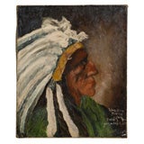 Portrait of a Sioux Indian Chief in Headress