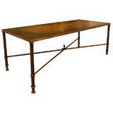 20th Century French Brass and Leather  Coffee Table