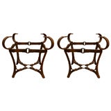 Pair of 20th Century French Iron Tables in the style of "Hermes"