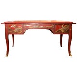 A Louis XV Style Chinoiserie Decorated Bureau Plat