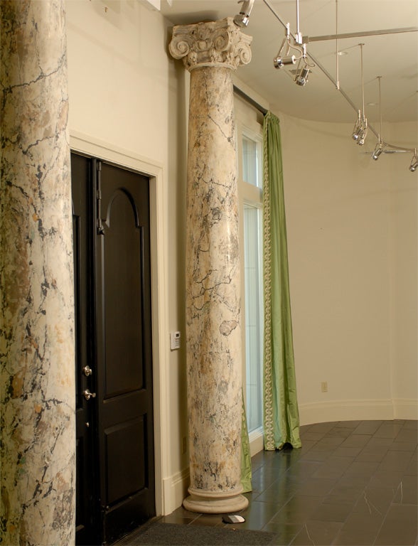 19th Century Pair of Plaster Columns in Faux Painted Marble