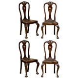 Antique Set of Four 19th Century  Portuguese Chairs in Chestnut