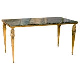 Empire Style Coffee Table in Iron, Bronze and Marble