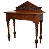 Oak Two Drawer Hall Table with Carved Backsplash, 19th Century
