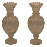 Antique Pair Fine 19th Century Cut-Glass Vases, France, c. 1875