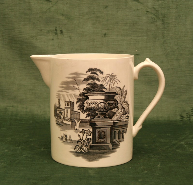 Large Transferware Dairy Jug, England, Late 19th Century