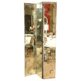 Pair of Three Paneld Smoked Mirrored Screens