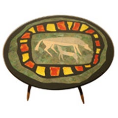 Italian Reverse Painted Glass and Tripod Side Table 7