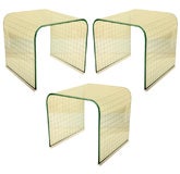 Set of Three Grid Glass Pace Tables