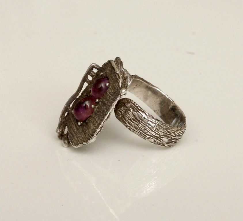 Rare Christian Dior Sterling & Amethyst Runway Ring