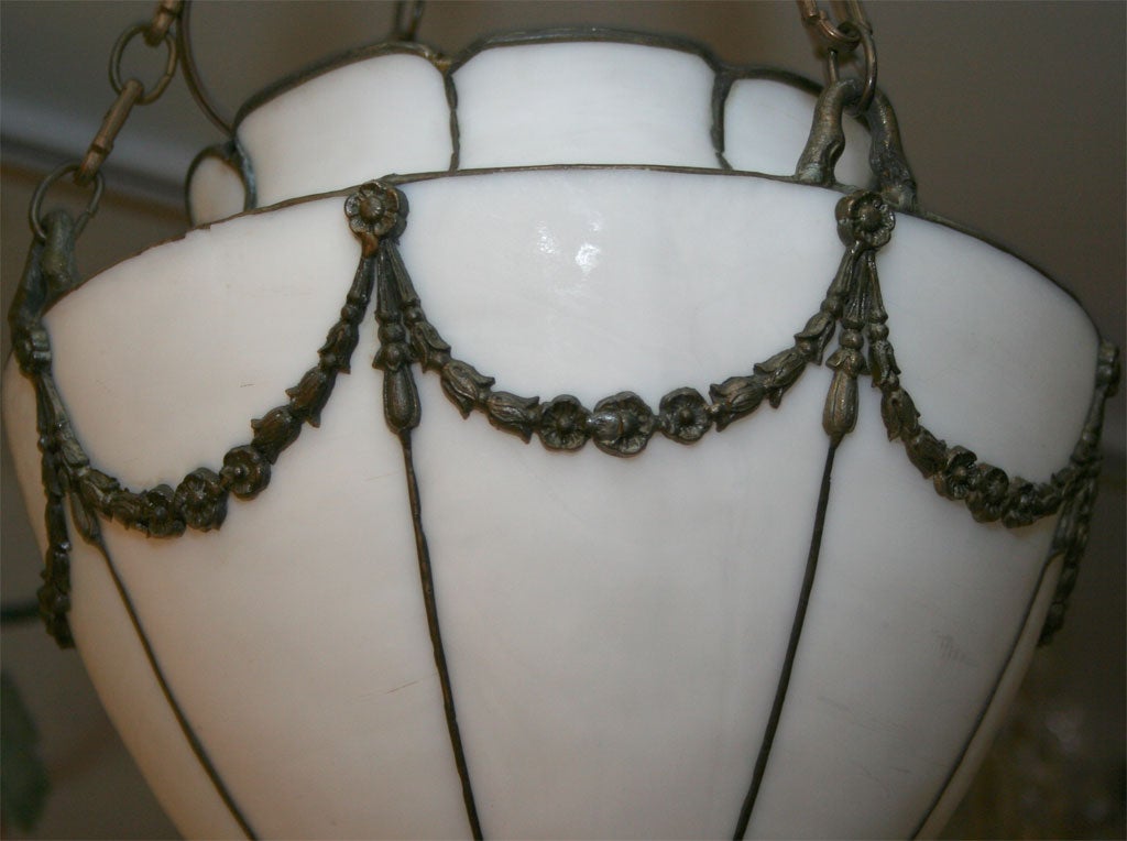 American leaded slag glass ceiling light 1