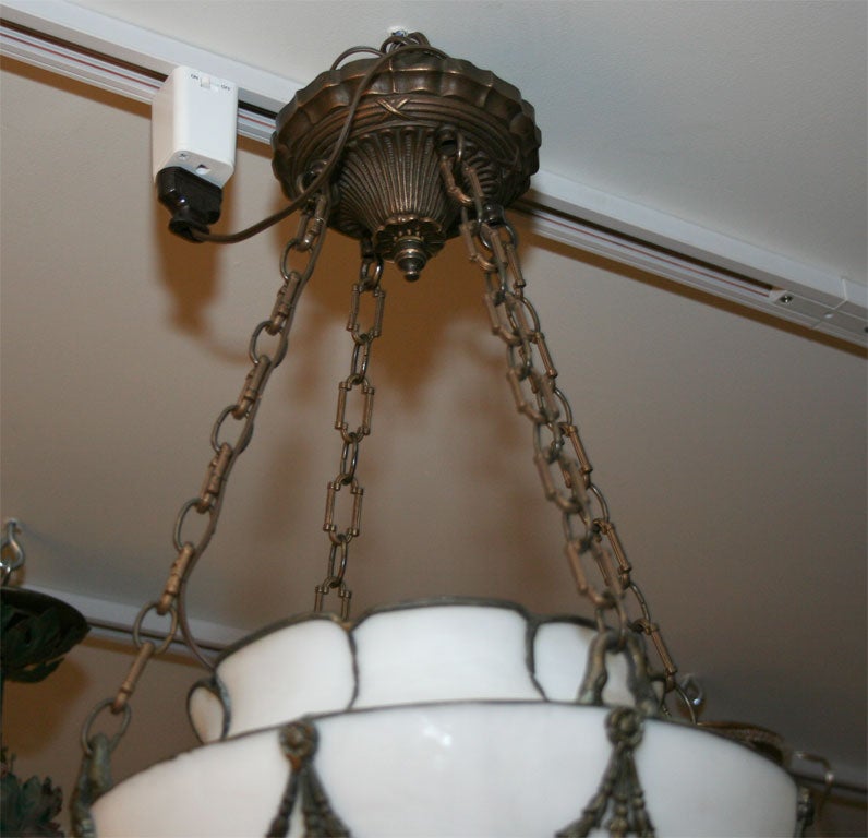 American leaded slag glass ceiling light 3