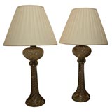 A pair of French Baccarat crystal table lamps