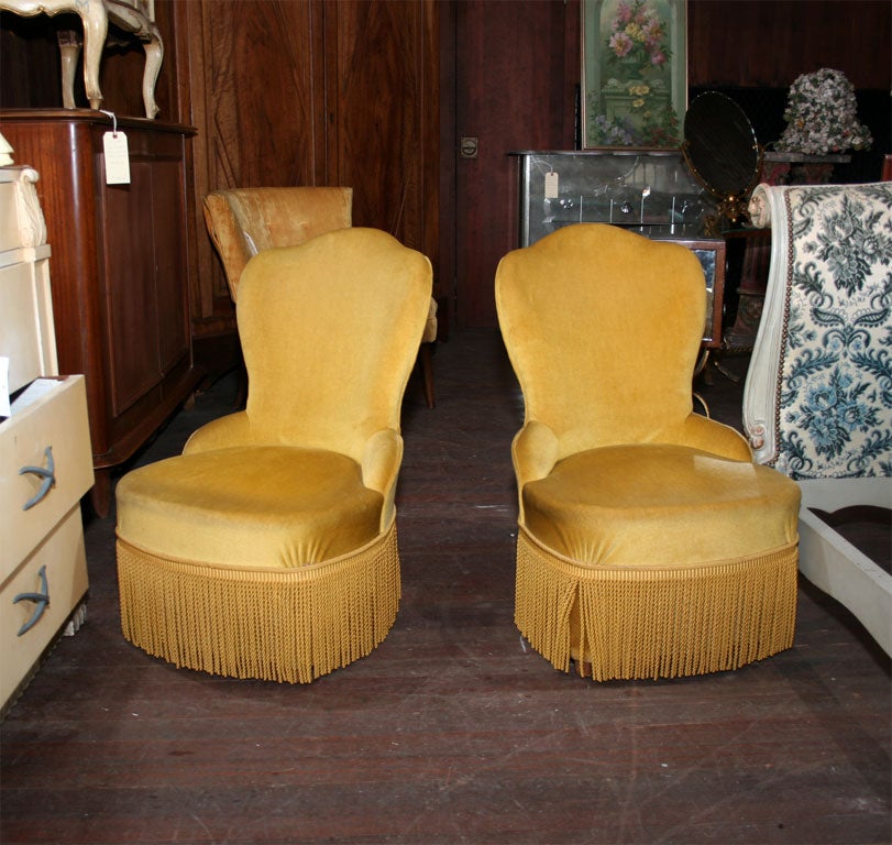 Pair of French Napoleon III Slipper Chairs