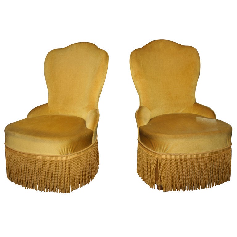 Pair of French Napoleon III Slipper Chairs