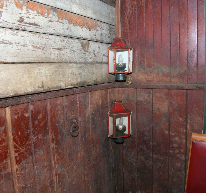 French Red Pagoda Corner Sconces