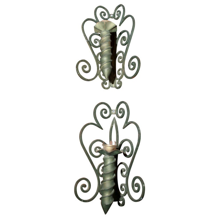 Pair of French Corner Sconces For Sale