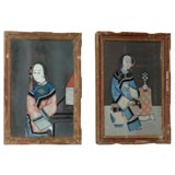 Two Early 19th Cent. Chinese Export Reverse Paintings on Glass