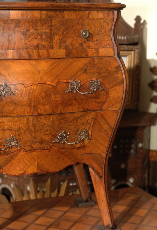 20th Century Small Italian Three Drawer Bombe Chest