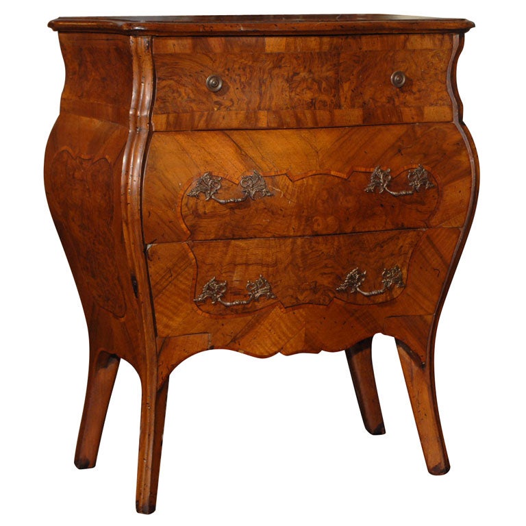 Small Italian Three Drawer Bombe Chest