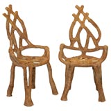 Pair of Faux Bois Garden Chairs