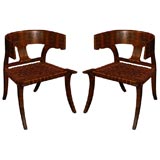 Pair of Klismos Style Chairs in Lizard
