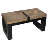 Black Lacquered Cocktail/Side Table with 2 Stone Top (Ref# TOM2)