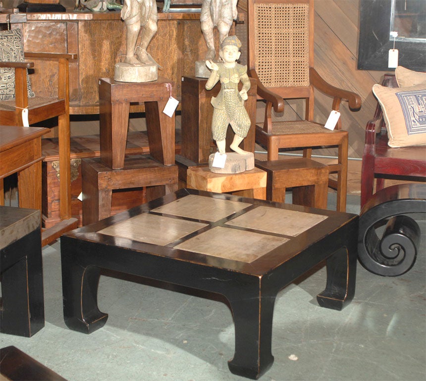 Black Lacquered Chinese Ink Stone Cocktail Table (Ref# TC3)