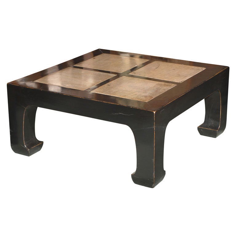 Black Lacquered Chinese Ink Stone Cocktail Table (Ref# TC3) For Sale