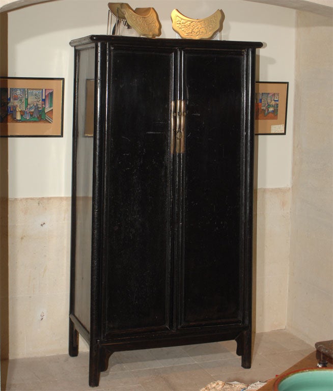An attractive black-lacquered Asian armoire from a private collection in the South of France - mid nineteenth century