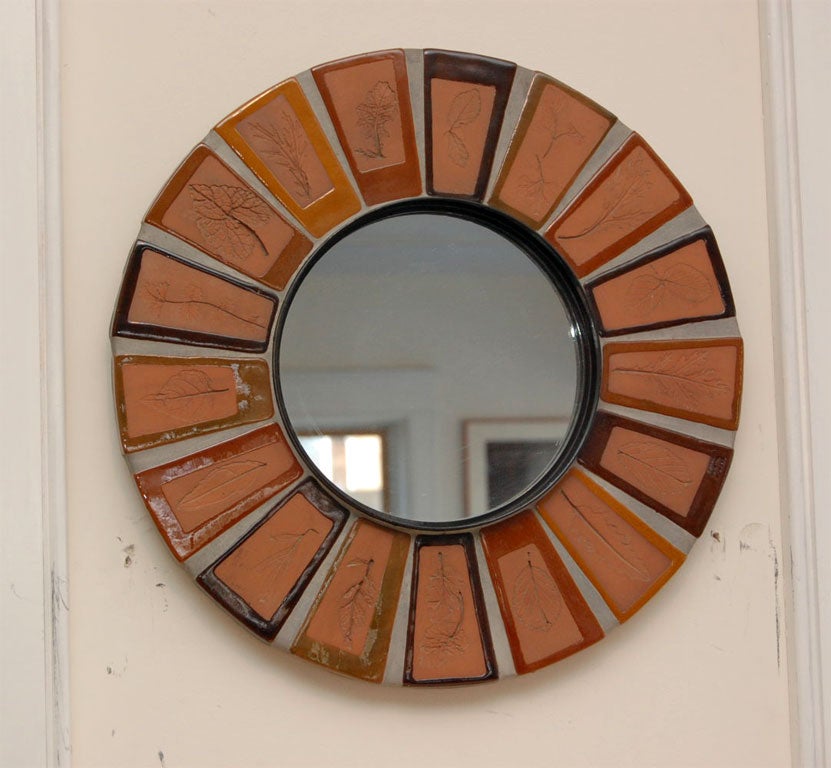 Ceramic round mirror, from the 
