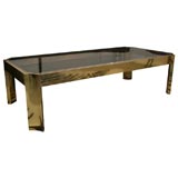 Brass, Chrome, and Smoked Glass Coffee Table