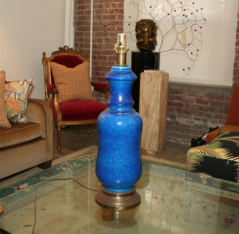 Mottled Glaze American Ceramic Lamp For Sale 1