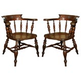Antique Pair of English Elm Windsor Chairs