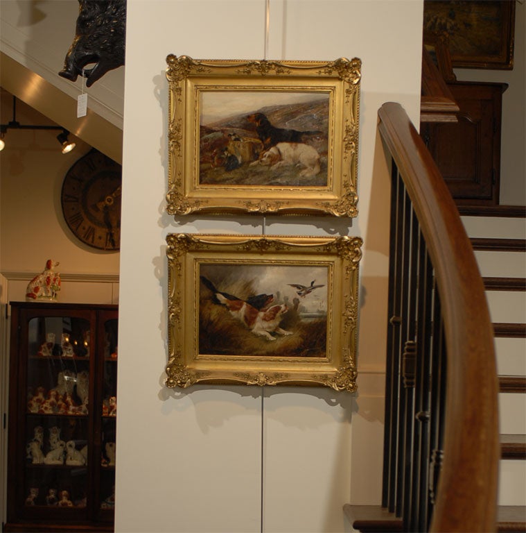 Pair of sporting dog oil paintings