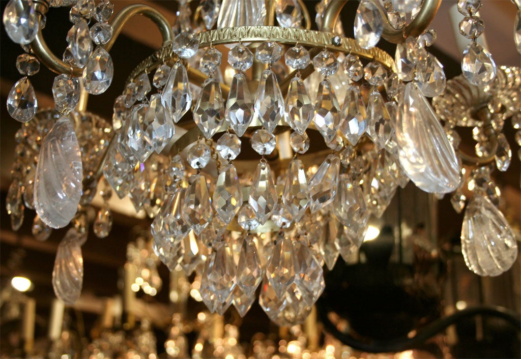 French Gilt Bronze and Rock Crystal Chandelier For Sale