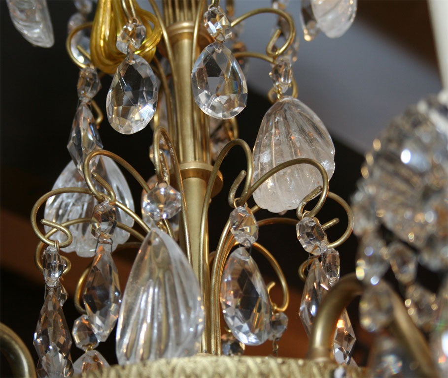 Gilt Bronze and Rock Crystal Chandelier In Excellent Condition For Sale In New York, NY