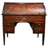 Antique Italian Marquetry Inlaid Cylinder-Top Desk
