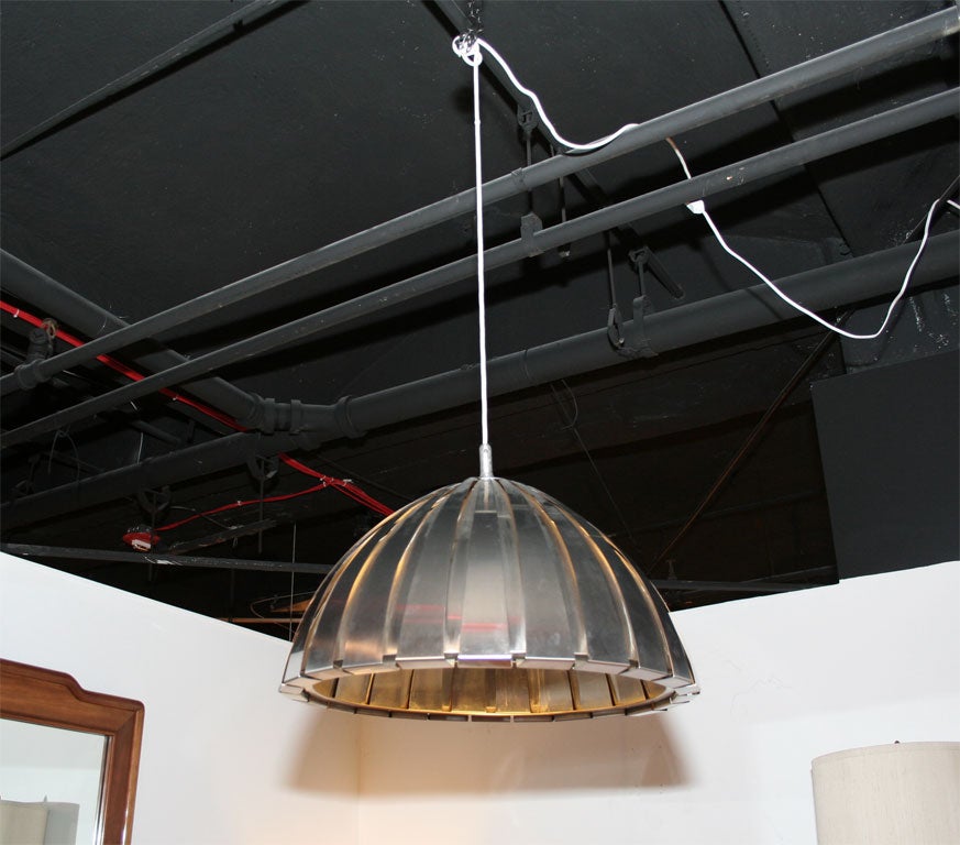 Satin Steel  Ribbon Bell Form Chandelier by Elio Martinelli