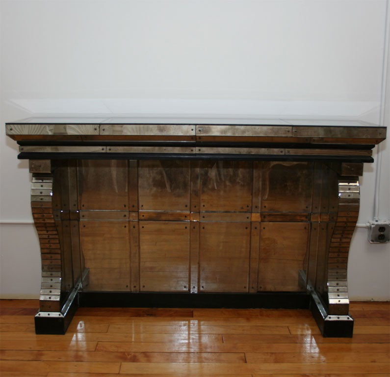 Pair of Mirrored Consoles by Serge Roche