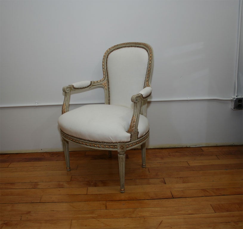 Pair of Jansen Louis XVI style Painted Armchairs