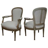 Pair of Jansen Louis XVI style Painted Armchairs