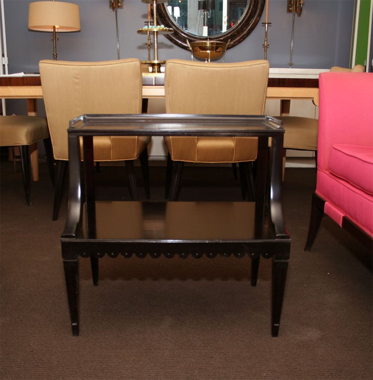 Pair of Ebonized Two-Tiered End Tables.