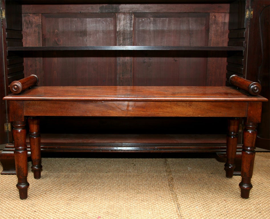 19th Century 19th c. English Hall Bench with Bolster Ends