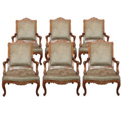 Six Generously Proportioned  Salon Armchairs