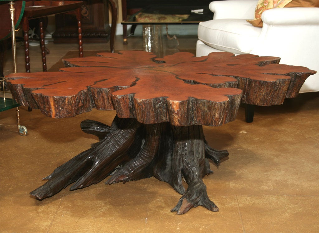 wood cross section coffee table