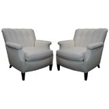Pair of 1940's White Linen Armchairs